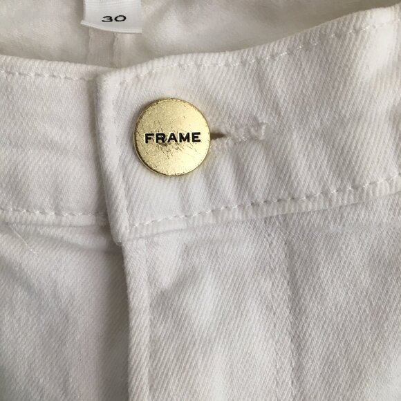 FRAME Denim Le Garcon Blanc 5 Pocket Logo Hardware Jeans - Picture 5 of 15